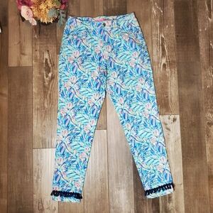 Simply Southern Tropical Multicolor Tassel Fringe Pants Women's Size Small EUC